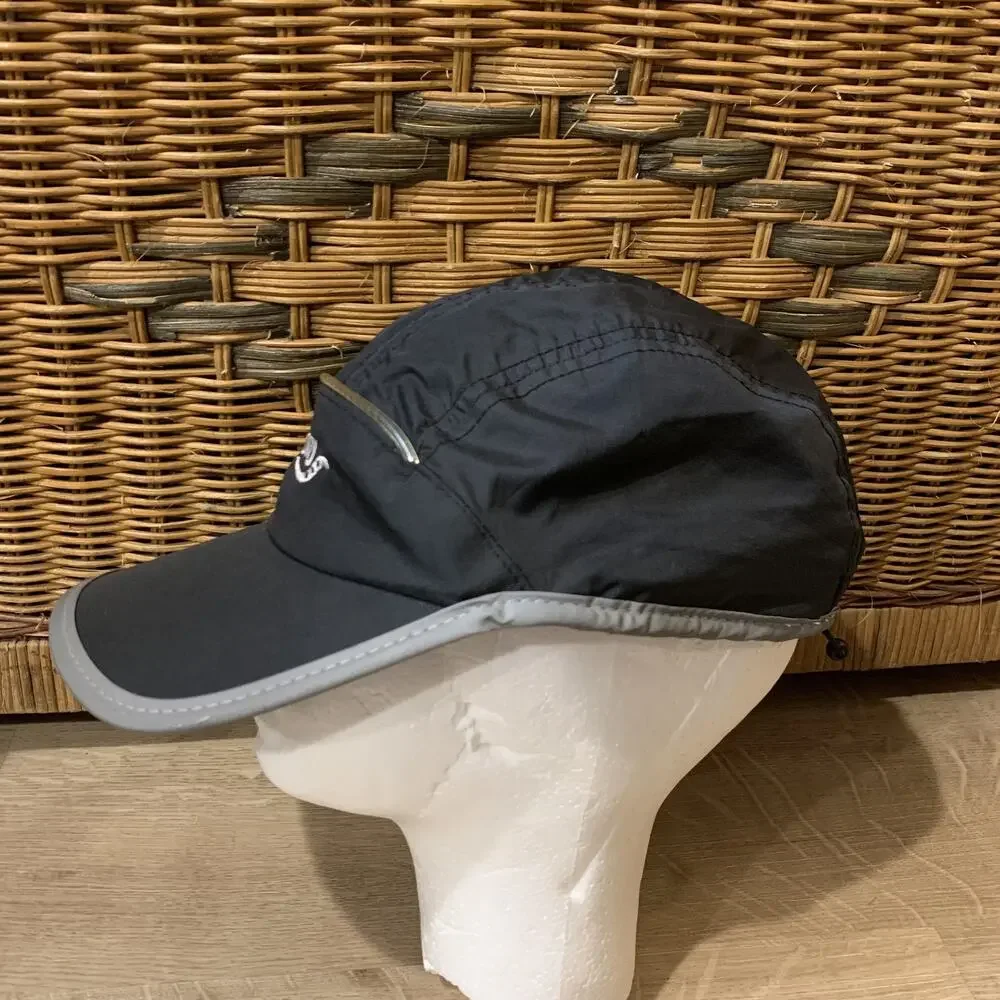Saucony Running Panel Hat Cap Adjustable Drawstring Outspace Adult OSFM Black